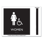 ADA Sign, Women Accessible, Plastic, 8 x8, Clear/White