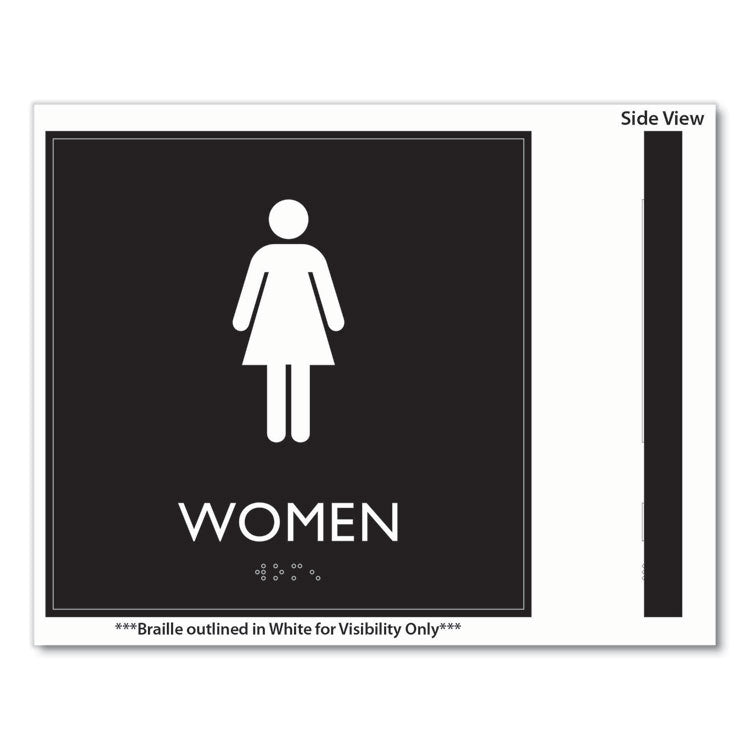 ADA Sign, Women, Plastic, 8 x 8, Clear/White