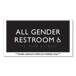 ADA Sign, All Gender Restroom Accessible, Plastic, 4 x 4, Clear/White