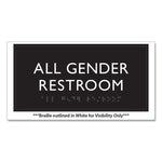 ADA Sign, All Gender Restroom, Plastic, 4 x 4, Clear/White