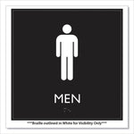 ADA Sign, Men, Plastic, 8 x 8, Clear/White