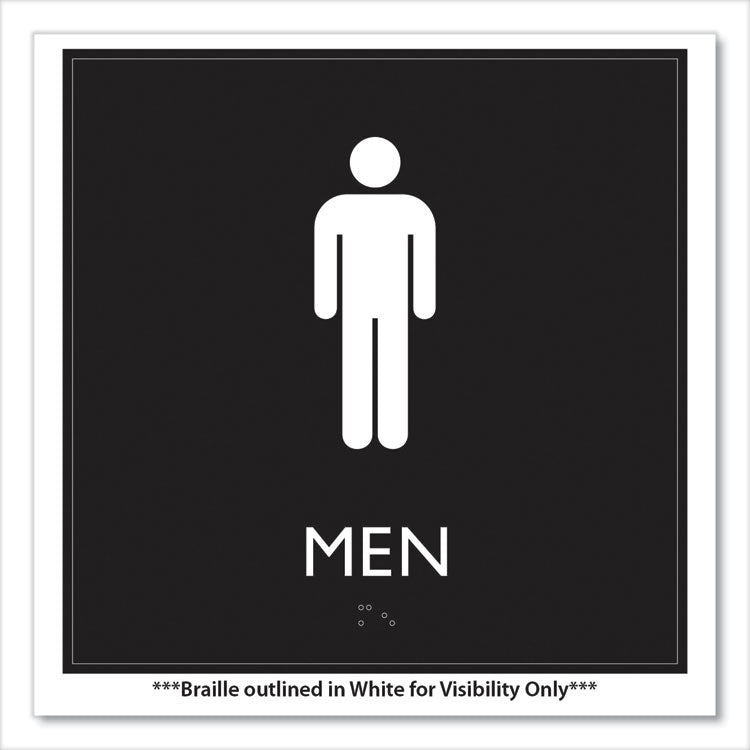 ADA Sign, Men, Plastic, 8 x 8, Clear/White