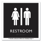 ADA Sign, Unisex Restroom, Plastic, 8 x 8, Clear/White