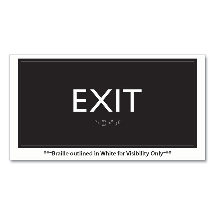 ADA Sign, Exit, Plastic, 4 x 4, Clear/White