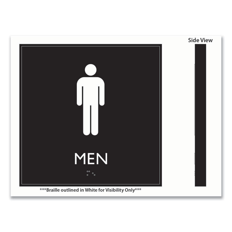 ADA Sign, Men, Plastic, 8 x 8, Clear/White