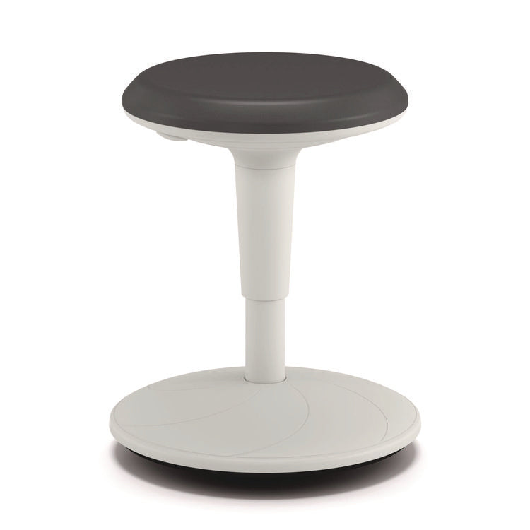 Revel Adjustable Height Fidget Stool, Backless, Supports Up to 250 lb, 13.75" to 18.5" Seat Height, Charcoal Seat, White Base