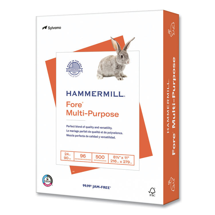 Fore Multipurpose Print Paper, 96 Bright, 24 lb, 8.5 x 11, White, 500 Sheets/Ream, 10 Reams/Carton, 32 Cartons/Pallet