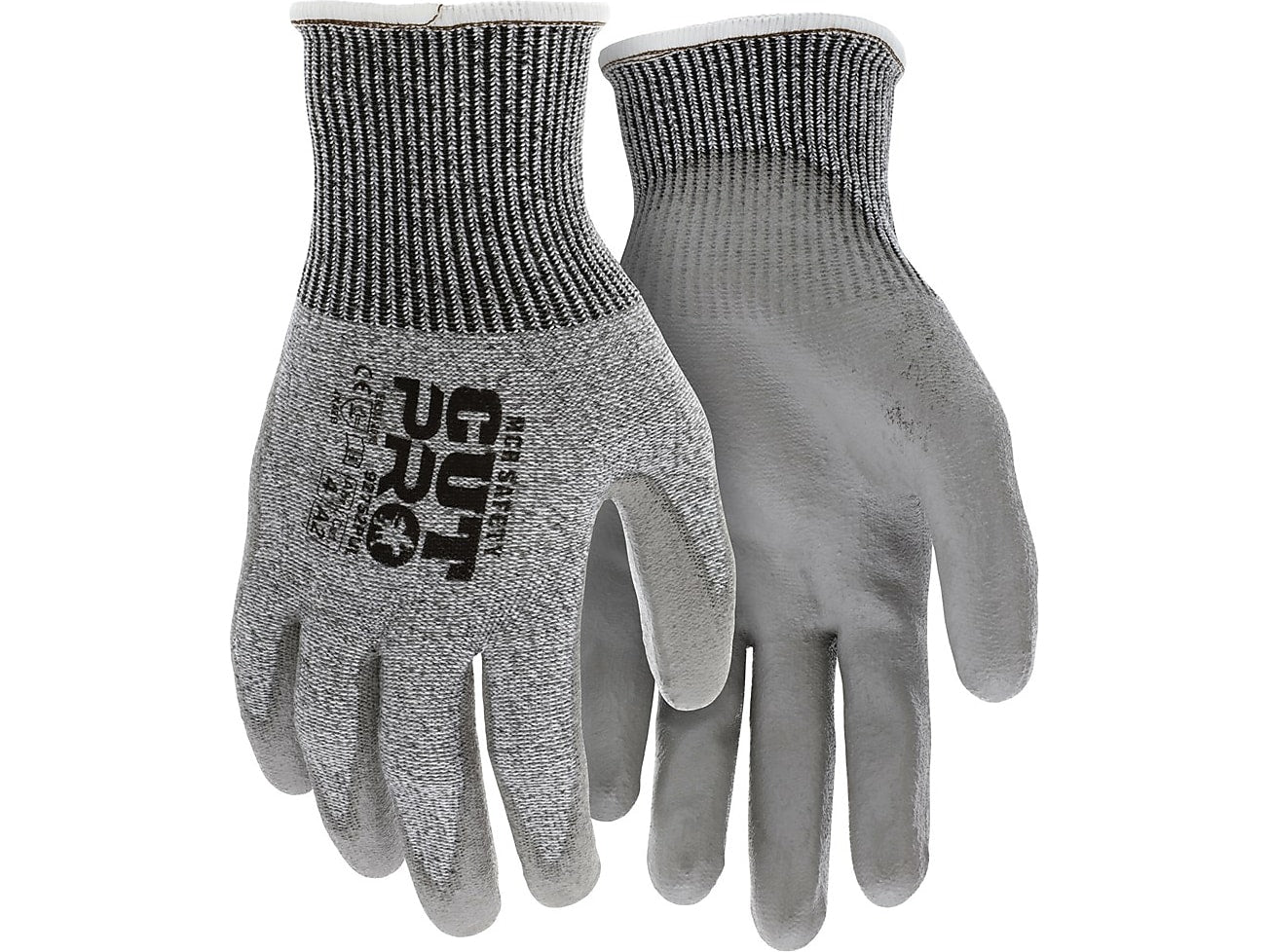 MCR Safety Cut Pro Hypermax Fiber/Polyurethane Work Gloves, Small, A2 Cut Level, Salt-and-Pepper/Gray, Dozen (127-92752PUS)