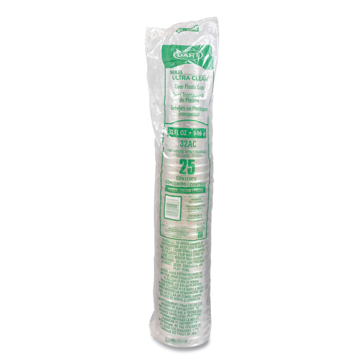 Ultra Clear Pedestal PET Cups, 32 oz, Plastic, Clear, 25/Bag, 20 Bags/Carton