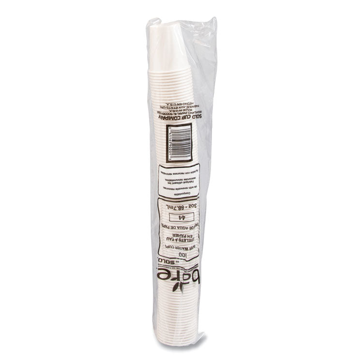 Paper Water Cups, 3 oz, White, 100/Bag, 50 Bags/Carton