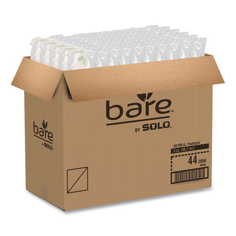 Bare Eco-Forward Treated Paper Cold Cups, 3 oz, Bare Design, 100/Sleeve, 50 Sleeves/Carton