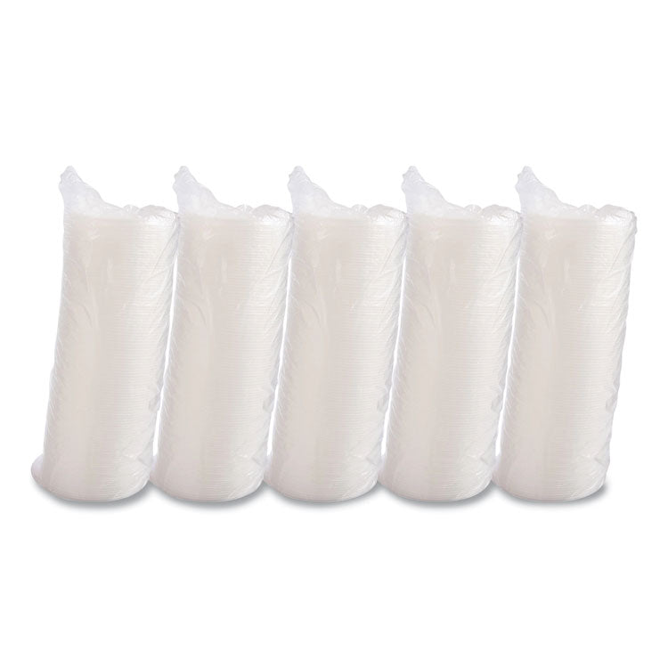 Plastic Lids for Foam Containers, Flat, Vented, Fits 24 oz to 32 oz, Translucent, 100/Pack, 5 Packs/Carton