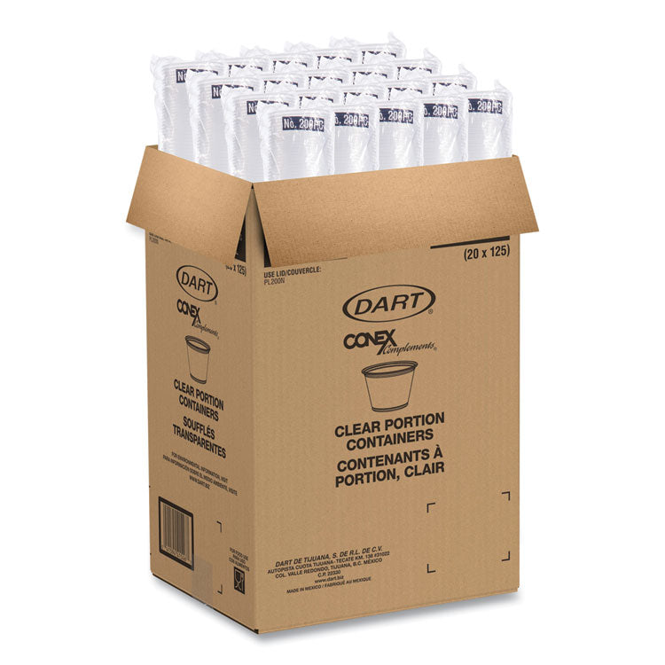 Conex Complements Portion/Medicine Cups, 2 oz, Plastic, Clear, 125/Bag, 20 Bags/Carton