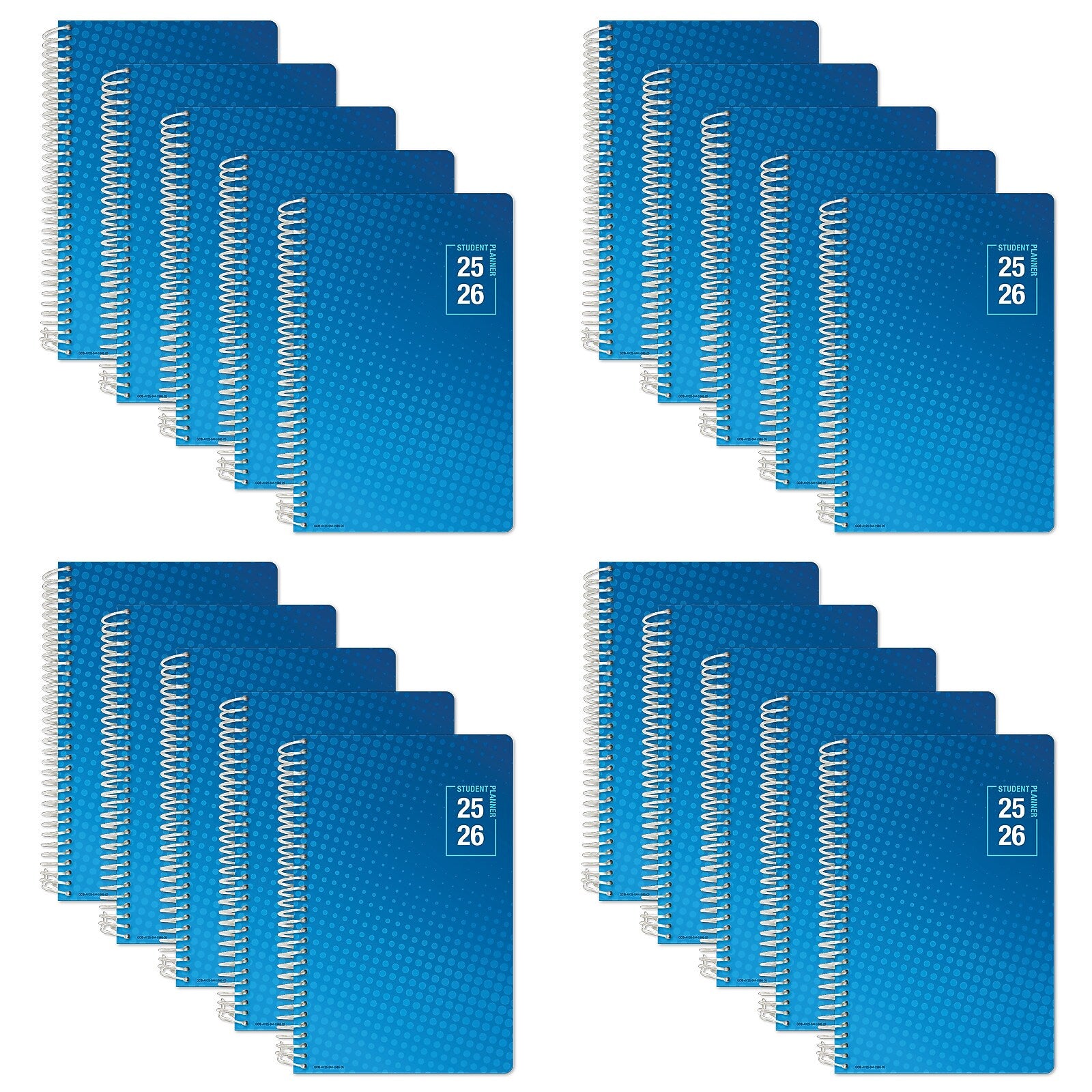 2025-2026 Global Printed Products Halftone Blue 5.5" x 8.5" Academic Year Planner, Paperboard Cover, Multicolored, 20/Pack