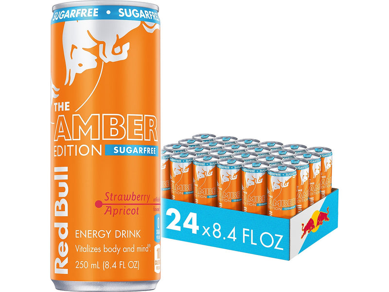 Red Bull Amber Edition Sugar-Free Strawberry Apricot Energy Drink, 8.4 oz., 24 Cans/Carton (RB243204)