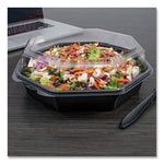 OctaView Hinged-Lid Cold Food Containers, 42 oz, 9.57" x 9.2" x 3.2", Black/Clear, Plastic, 100/Carton