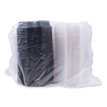 OctaView Hinged-Lid Cold Food Containers, 3 Compartments, 36 oz, 9.57 x 9.2 x 2.4, Black/Clear, Plastic, 100/Carton