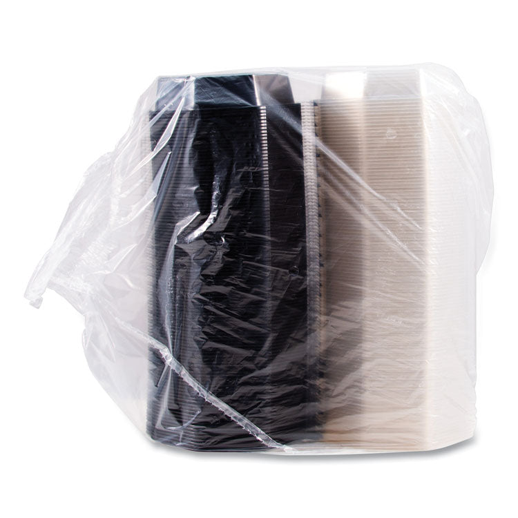 OctaView Hinged-Lid Cold Food Containers, 28 oz, 7.94 x 7.5 x 3.2, Black/Clear, Plastic, 100/Carton
