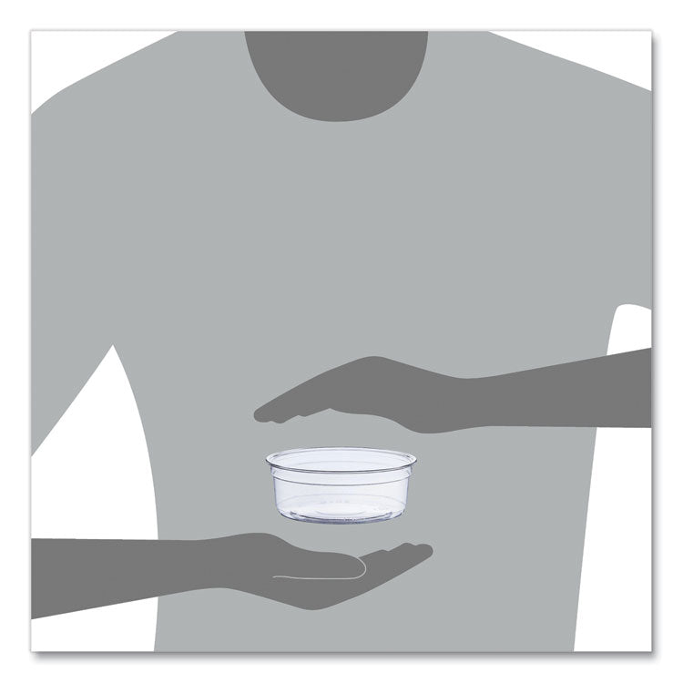 Bare Eco-Forward RPET Deli Containers, ProPlanet Seal, 8 oz, 4.6" Diameter x 1.8" h, Clear, Plastic, 500/Carton