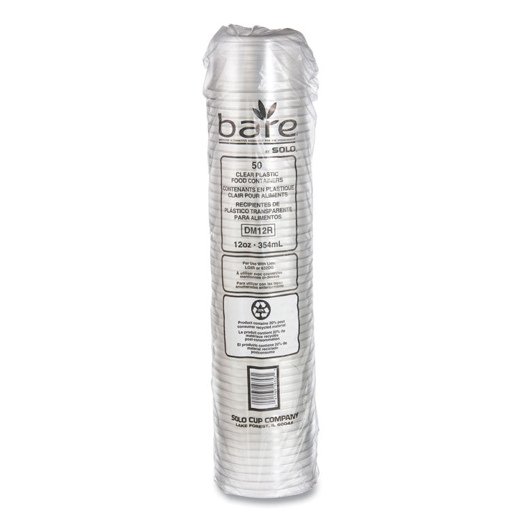 Bare Eco-Forward RPET Deli Containers, ProPlanet Seal, 12 oz, Clear, Plastic, 50/Pack, 10/Carton