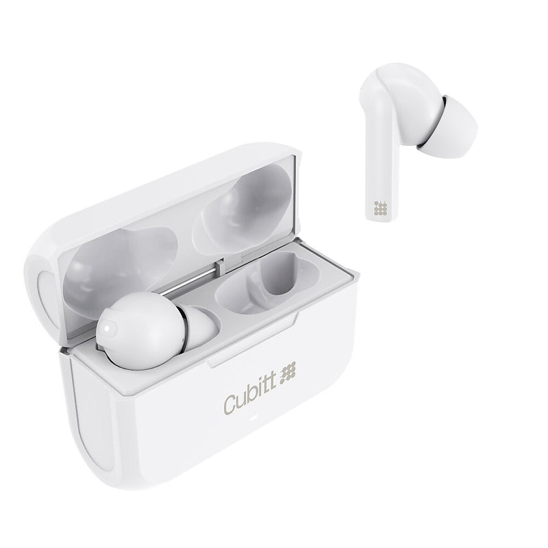 Cubitt Gen 2 Wireless Active Noise Canceling Earbuds, Bluetooth, White (CTEG2-7)