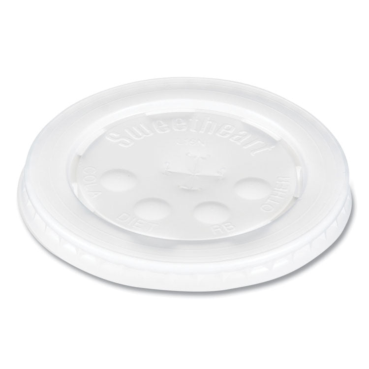 Polystyrene Plastic Flat Straw-Slot Cold Cup Lids, Fits 12 oz to 24 oz Cold Cups, Plastic, Translucent, 125/Pack, 16 Packs/CT