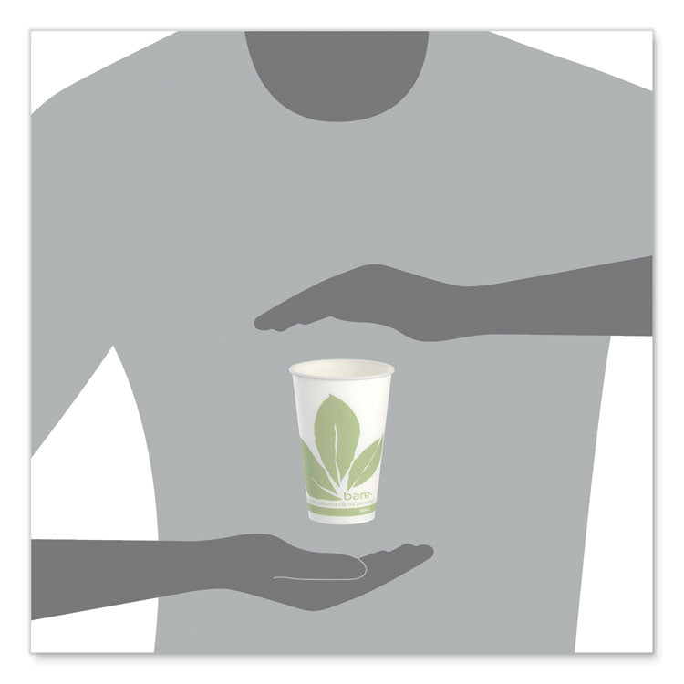 Bare Eco-Forward Paper Cold Cups, 12 oz, Green/White, 100/Sleeve, 20 Sleeves/Carton