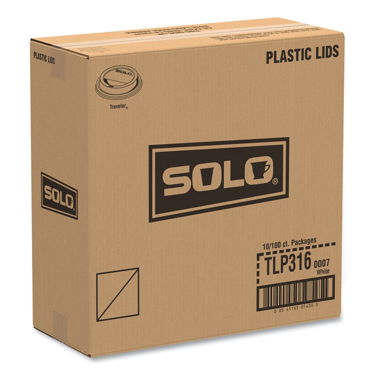 Traveler Cappuccino Style Dome Lid, Fits 10 oz to 24 oz Hot Cups, Plastic, White, 100/Pack, 10 Packs/Carton