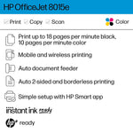 HP OfficeJet 8015e Wireless Color All-In-One Printer, Print, Scan, Copy, Best for Home Office, 6 Months FREE Ink (228F5A)