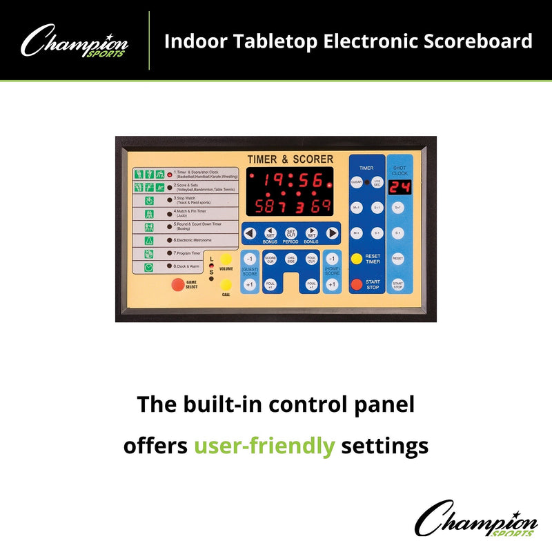 Champion Sport Indoor Electronic Tabletop Scoreboard, Black (CHST90)