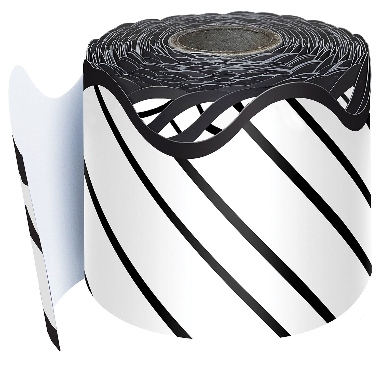 Carson Dellosa Education Kind Vibes Stripes Rolled Scalloped Border, 2.25" x 65', Black/White, 3/Bundle (CD-108484-3)