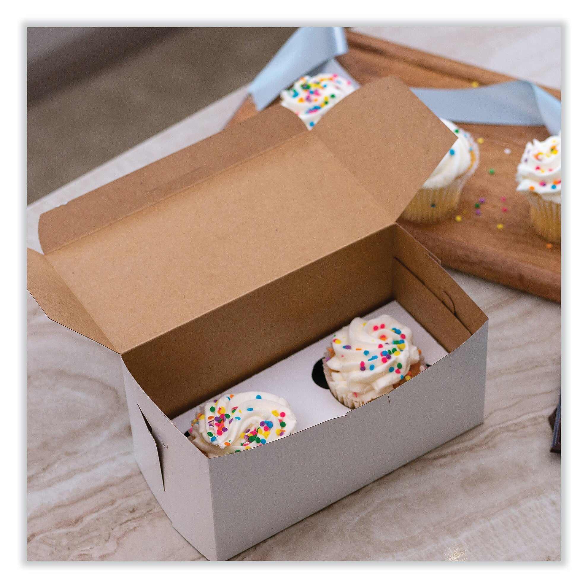 SCT White One-Piece Non-Window Bakery Boxes, Standard, 9 x 5 x 4, White, Paper, 250/Bundle