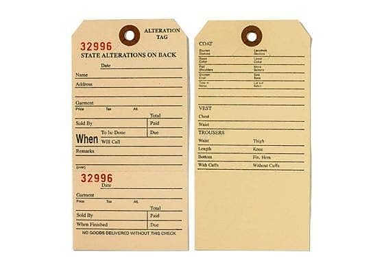 Nahanco 6 1/4" Alteration Tag, Manila/Black, 500/Pack