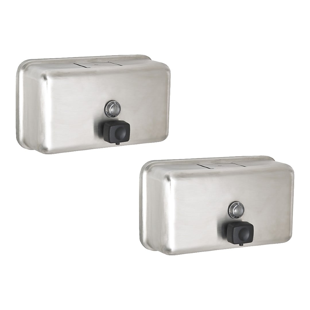 Alpine Industries Universal Wall Mounted Hand Soap Dispenser, Stainless Steel, 2/Pack (424-SSB-2PK)
