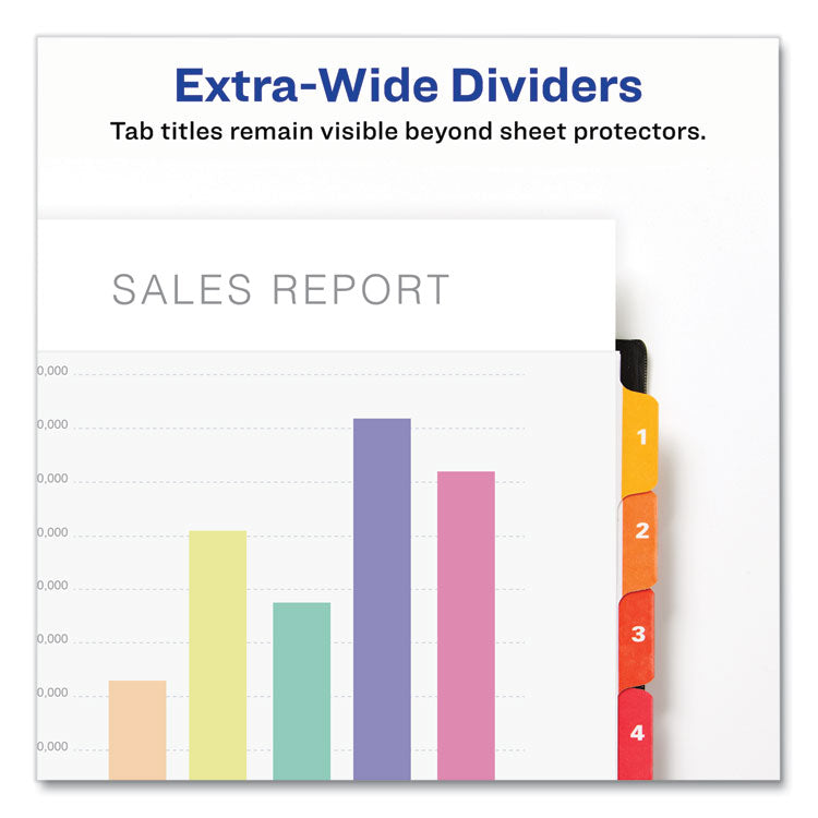 Customizable TOC Ready Index Multicolor Tab Dividers, Extra Wide Tabs, 8-Tab, 1 to 8, 11 x 9.25, White, 1 Set