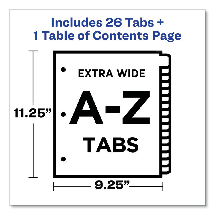Customizable TOC Ready Index Black and White Dividers, 26-Tab, A to Z, 11 x 9.25, 1 Set
