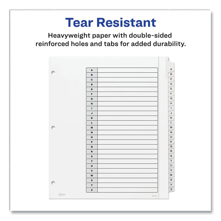 Customizable TOC Ready Index Black and White Dividers, 26-Tab, A to Z, 11 x 9.25, 1 Set