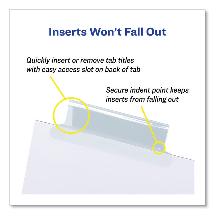 Insertable Big Tab Dividers, 8-Tab, 11.13 x 9.25, White, Clear Tabs, 1 Set