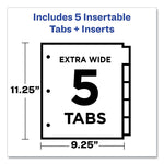 Insertable Big Tab Plastic Three-Pocket Corner Lock Dividers, 5-Tab, 11.13 X 9.25, Assorted, 1 Set