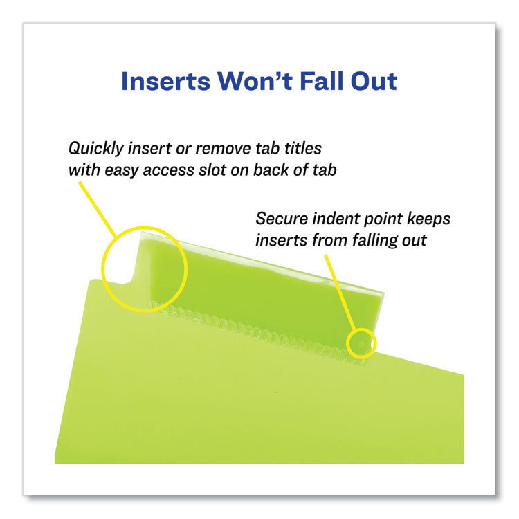 Insertable Big Tab Plastic 1-Pocket Dividers, 5-Tab, 11.13 X 9.25, Assorted, 1 Set