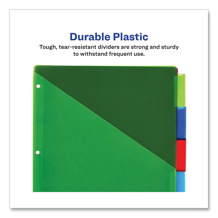 Insertable Big Tab Plastic 2-Pocket Dividers, 5-Tab, 11.13 X 9.25, Assorted, 1 Set