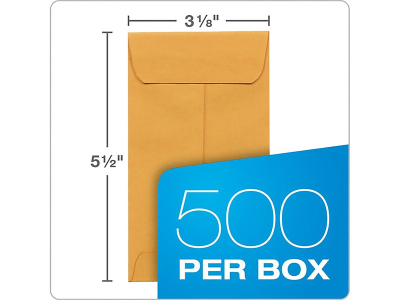 Quality Park Redi-Seal Self Seal #5 1/2 Envelope 3 1/8" x 5 1/2", Kraft, 500/Box (QUA50764)