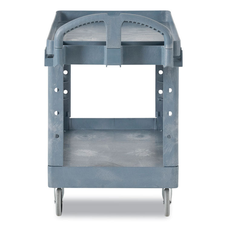 BRUTE Heavy-Duty Ergo Handle Utility Cart, Plastic, 2 Shelves, 750 lb Capacity, 26" x 55" x 33.25", Gray
