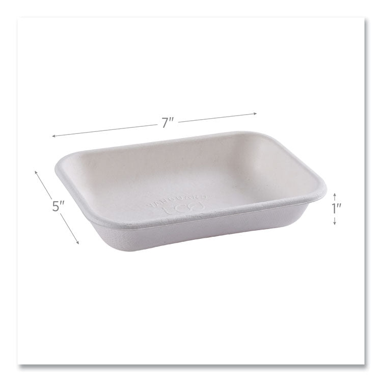 Vanguard Worldview Renewable and Compostable Sugarcane Take-Out Containers, 16 oz, 7 x 5 x 1, White, 400/Carton