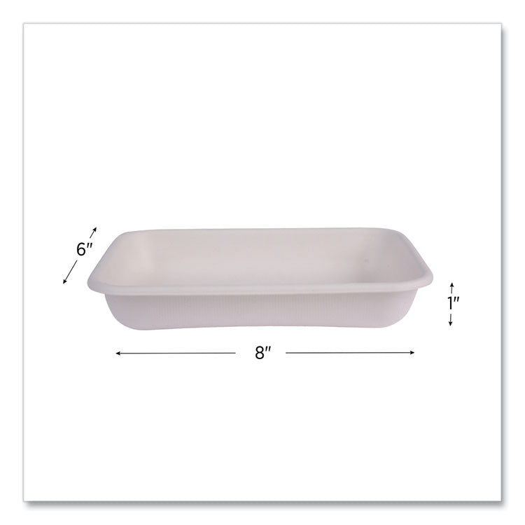 Vanguard Worldview Renewable and Compostable Sugarcane Take-Out Containers, 24 oz, 8 x 6 x 1, White, 400/Carton