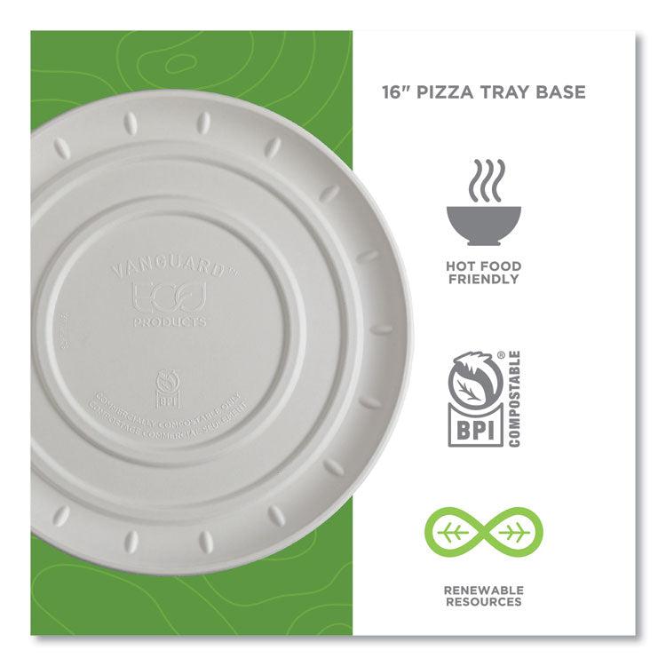 Vanguard Molded Fiber Pizza Tray, 16" Diameter, White, Sugarcane, 50/Carton