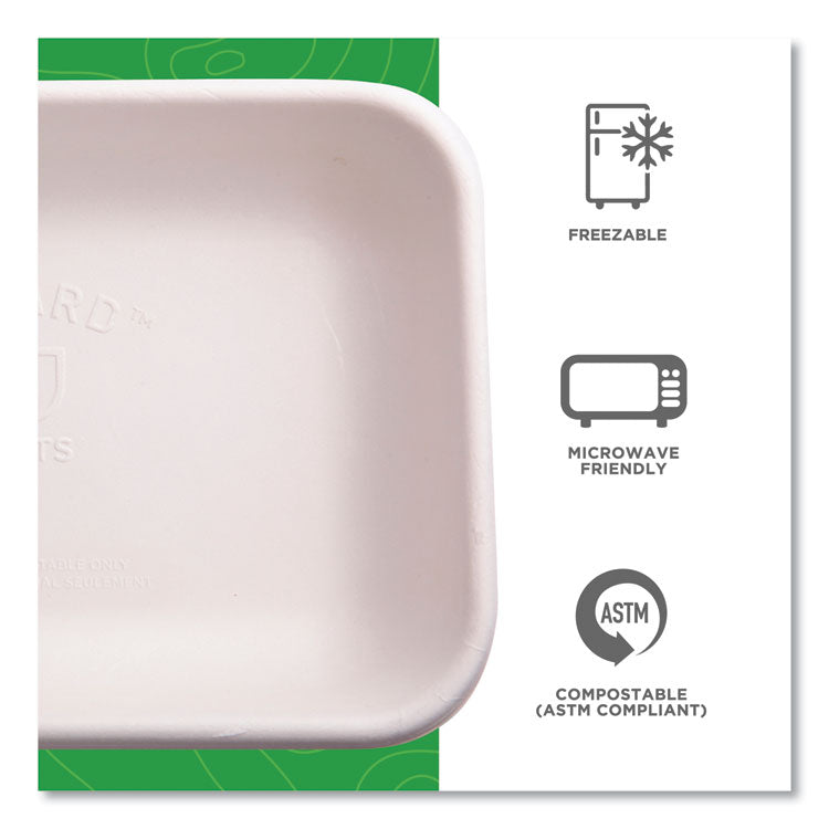 Vanguard Worldview Renewable and Compostable Sugarcane Take-Out Containers, 24 oz, 8 x 6 x 1, White, 400/Carton