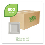 Vanguard Renewable and Compostable Sugarcane Plates, 6 x 6, White, 500/Carton