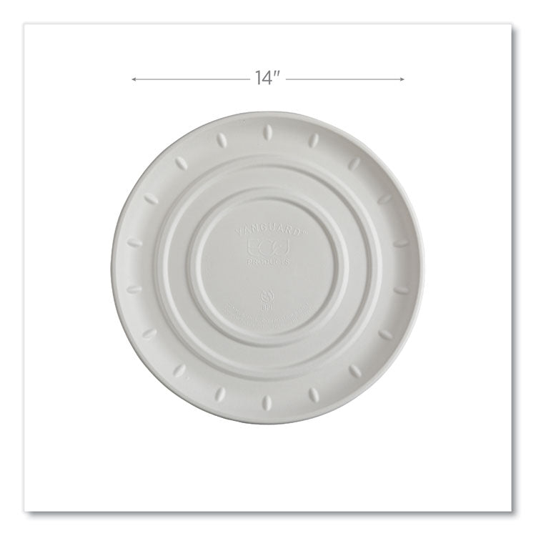 Vanguard Molded Fiber Pizza Tray, 14" Diameter, White, Sugarcane, 50/Carton