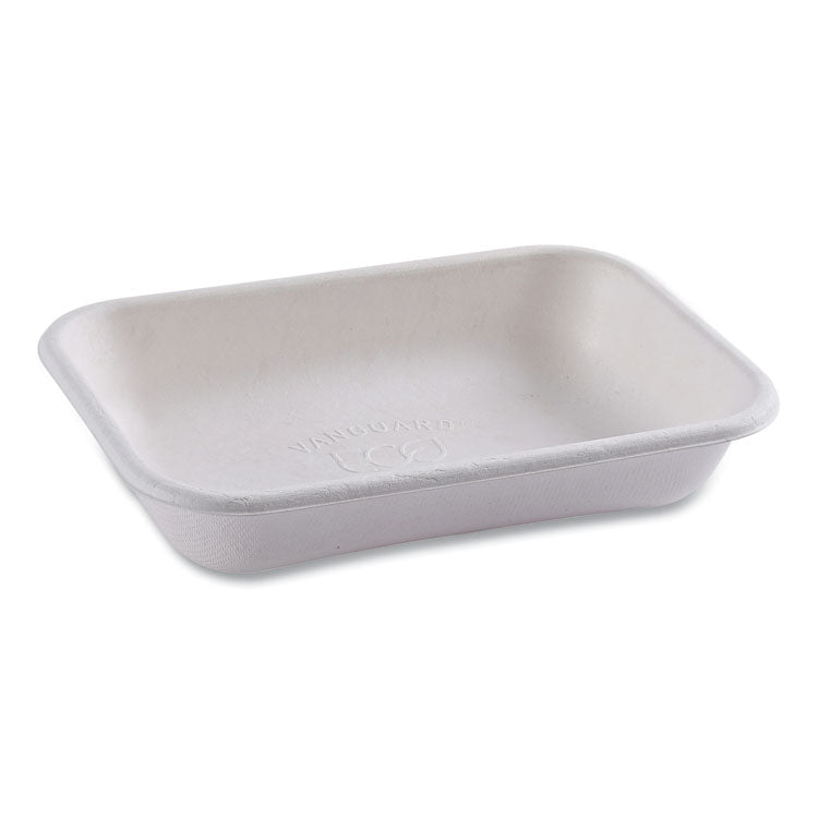 Vanguard Worldview Renewable and Compostable Sugarcane Take-Out Containers, 16 oz, 7 x 5 x 1, White, 400/Carton